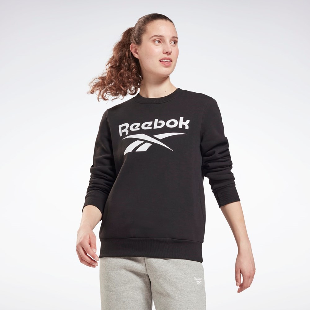 Reebok Reebok Identity Logo Fleece Crew Sweatshirt Černé | OFJCH8514