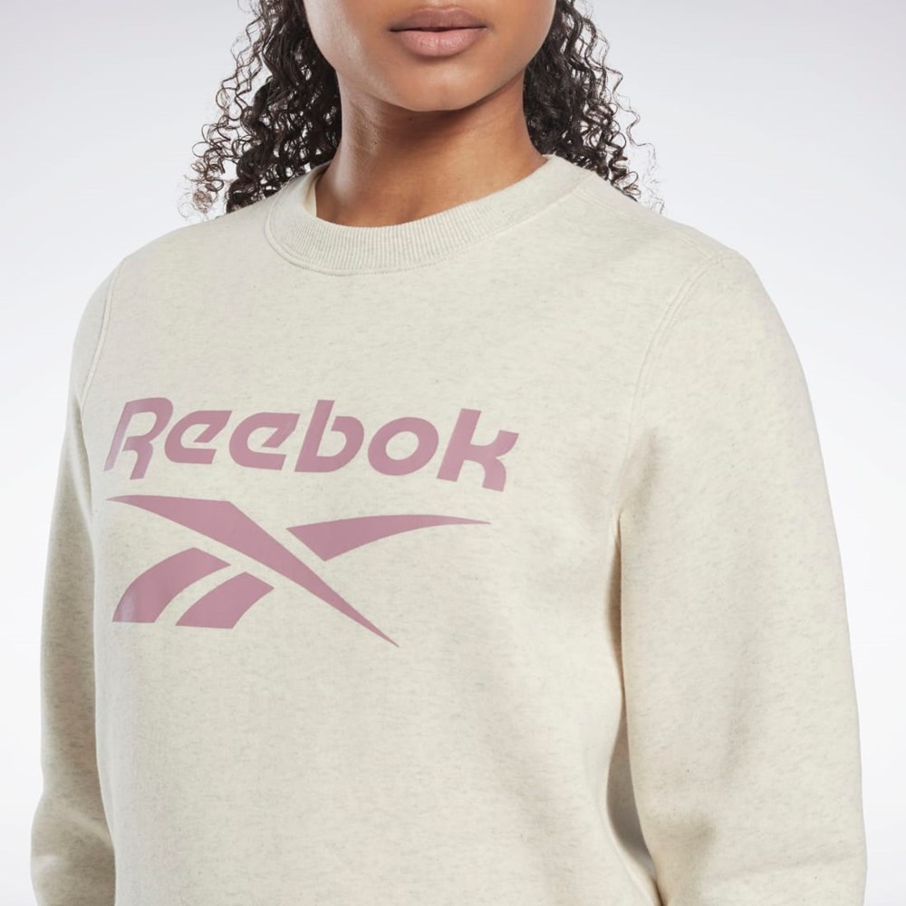 Reebok Reebok Identity Logo Fleece Crew Sweatshirt Bílé | OLKEY1620