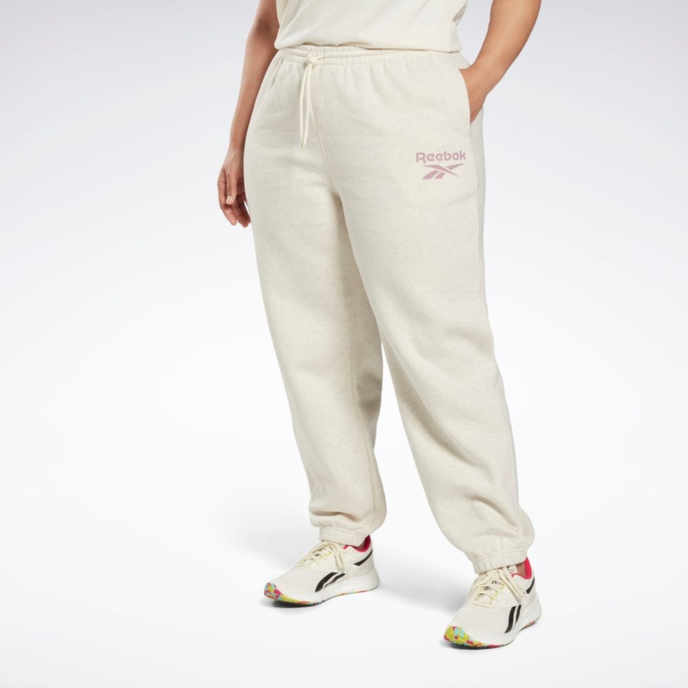 Reebok Reebok Identity Logo Fleece Joggers (Plus Size) Bílé | RFQSA4219