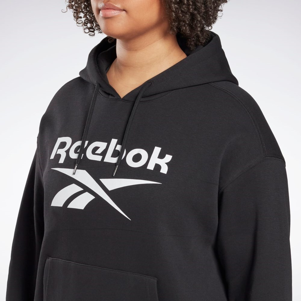 Reebok Reebok Identity Logo Fleece Pullover Hoodie (Plus Size) Černé | ISHGE2759