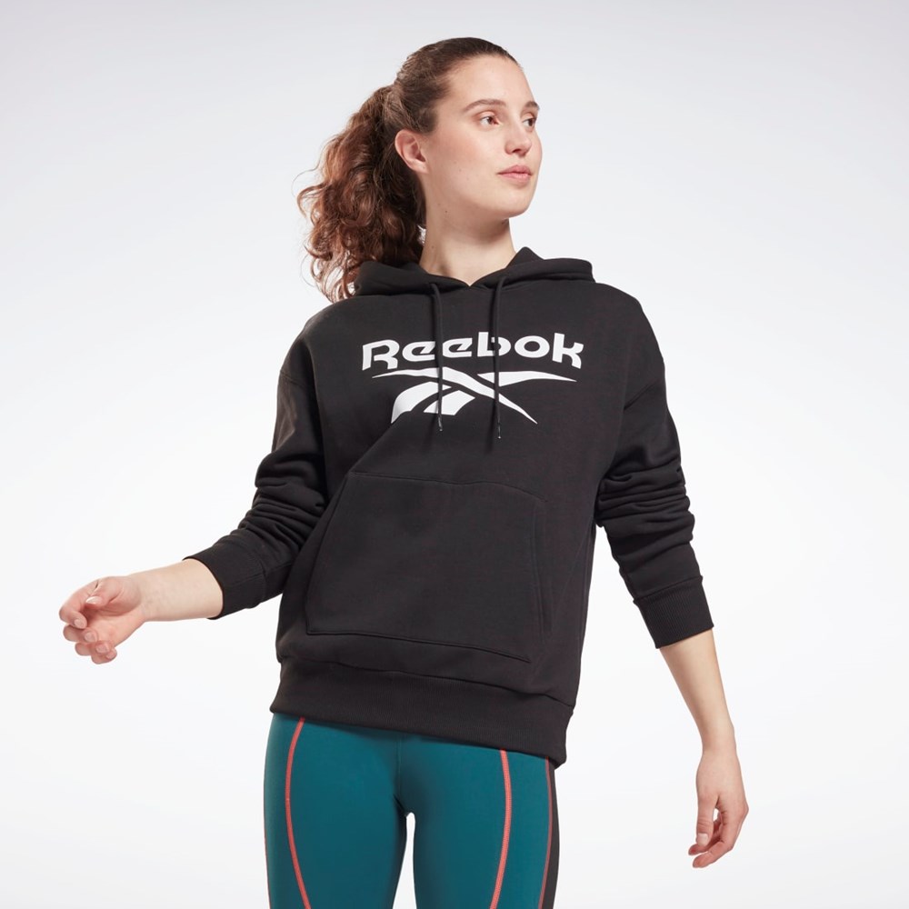 Reebok Reebok Identity Logo Fleece Pullover Hoodie Černé | IVMSJ6259