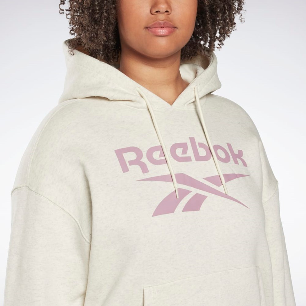 Reebok Reebok Identity Logo Fleece Pullover Hoodie (Plus Size) Bílé | SDNWY7394