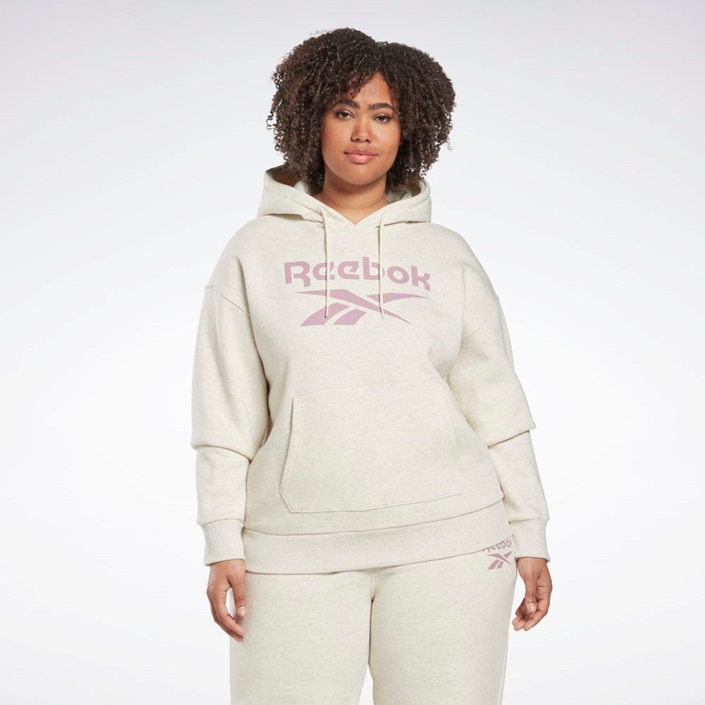 Reebok Reebok Identity Logo Fleece Pullover Hoodie (Plus Size) Bílé | SDNWY7394