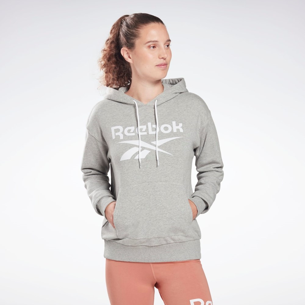 Reebok Reebok Identity Logo French Terry Hoodie Šedé Bílé Bílé | DJUSA5108