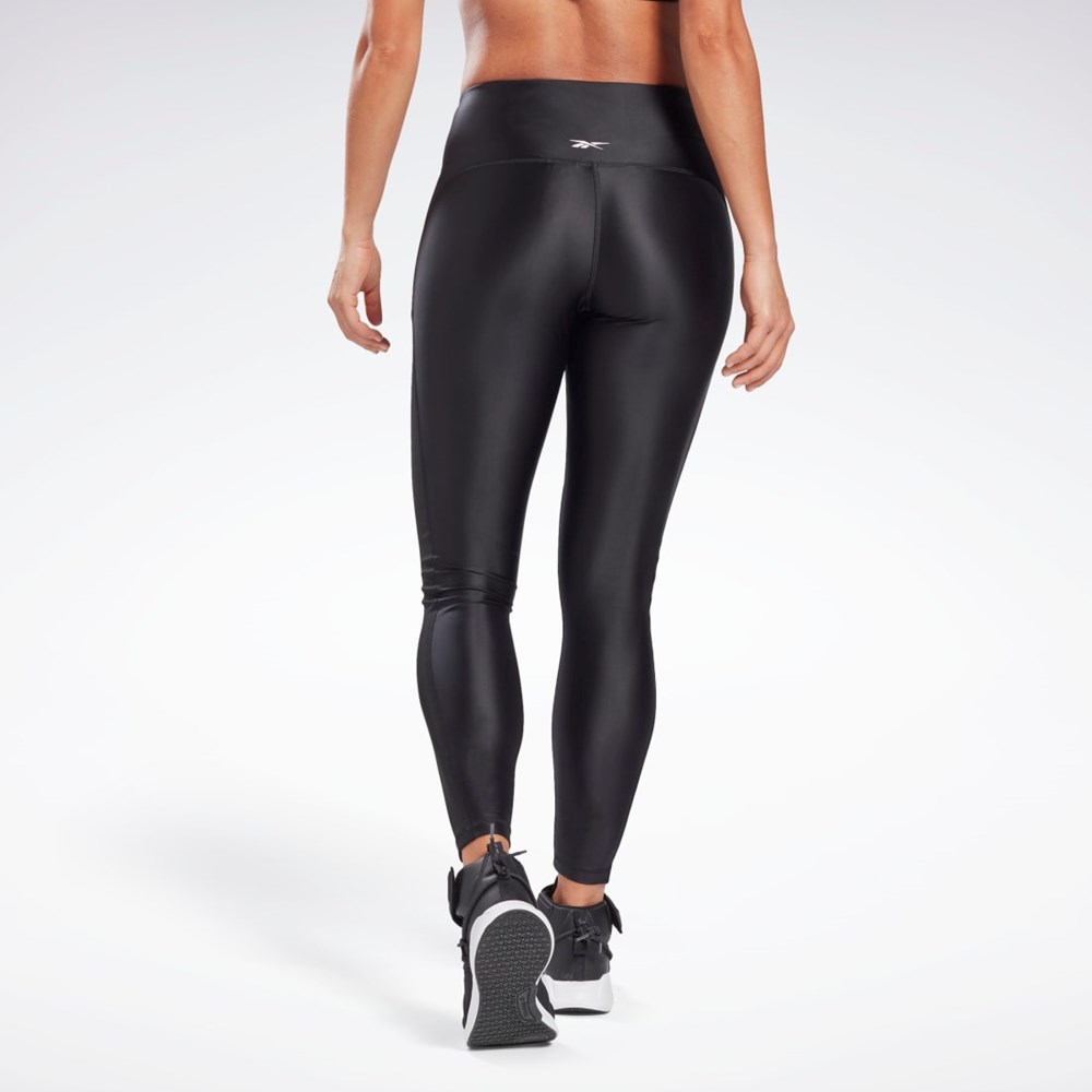 Reebok Shiny High-Rise Leggings Černé | XMFAO4027