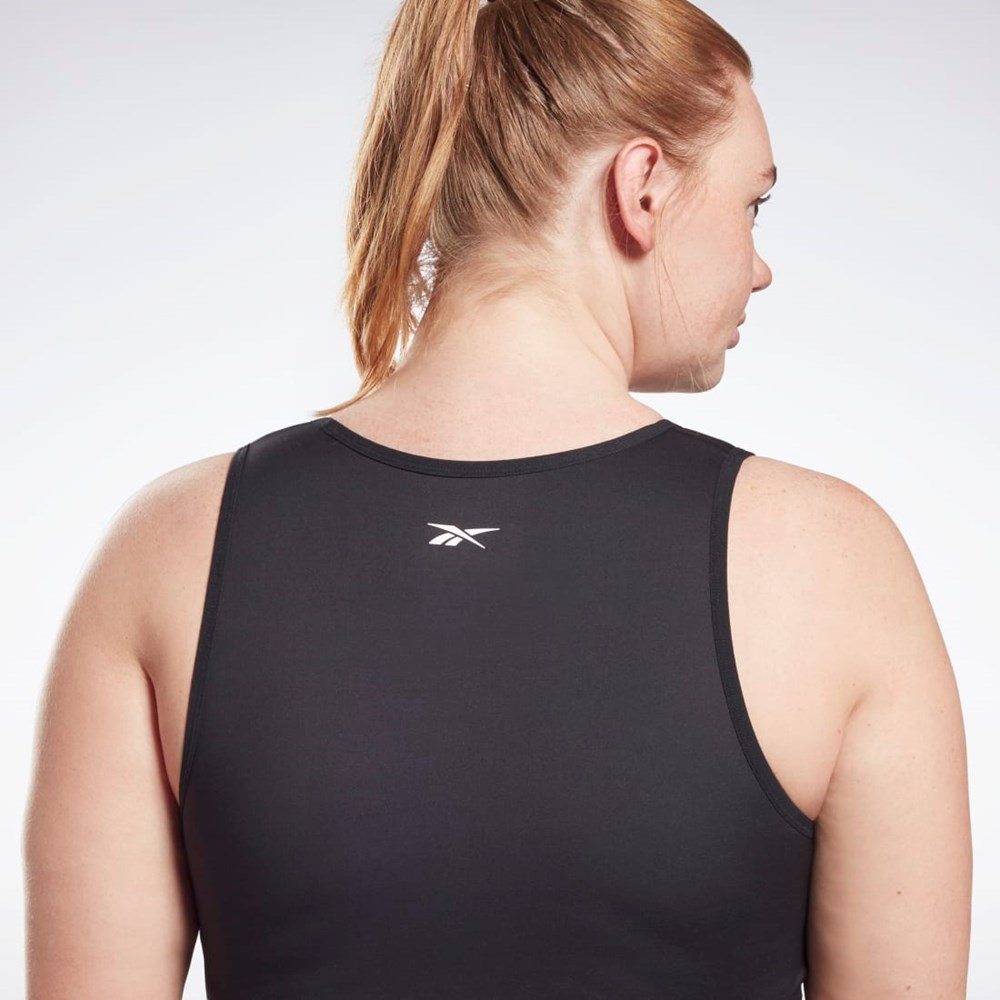 Reebok Studio Ruched Cropped Tank Top (Plus Size) Černé | CSGDW9721