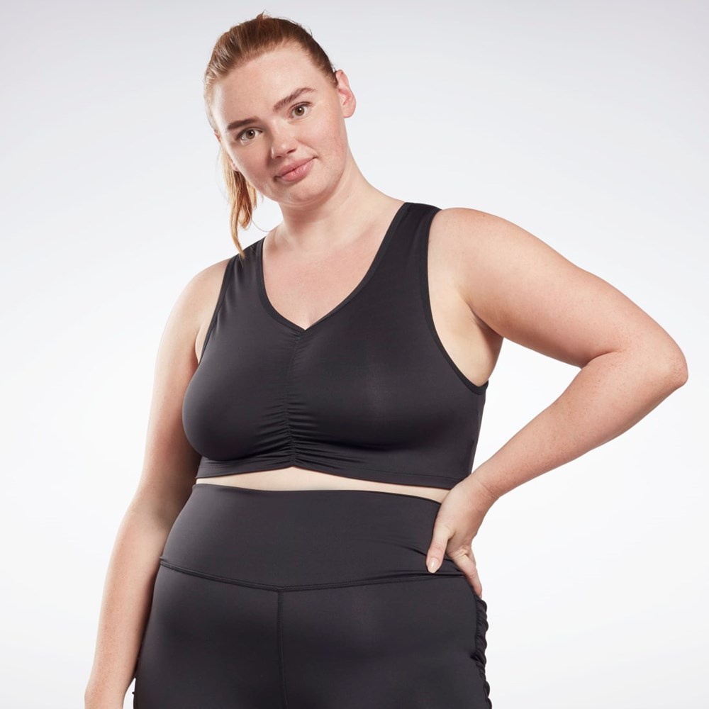 Reebok Studio Ruched Cropped Tank Top (Plus Size) Černé | CSGDW9721