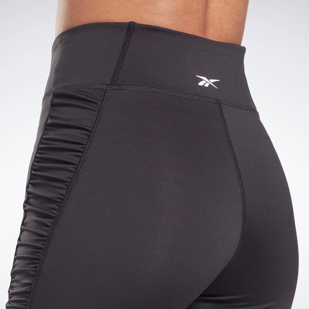 Reebok Studio Ruched High Rise Legging Shorts Černé | JSDNM7502