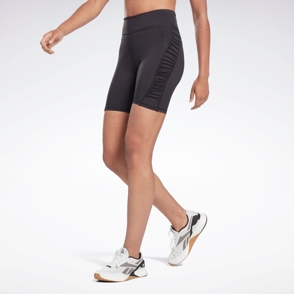 Reebok Studio Ruched High Rise Legging Shorts Černé | JSDNM7502