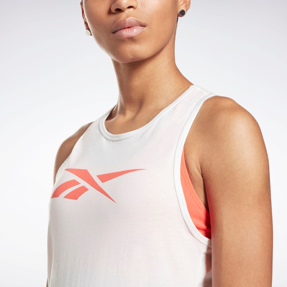 Reebok Tréninková Essentials Grafická Tank Top Bílé Oranžové | PVZKG4259