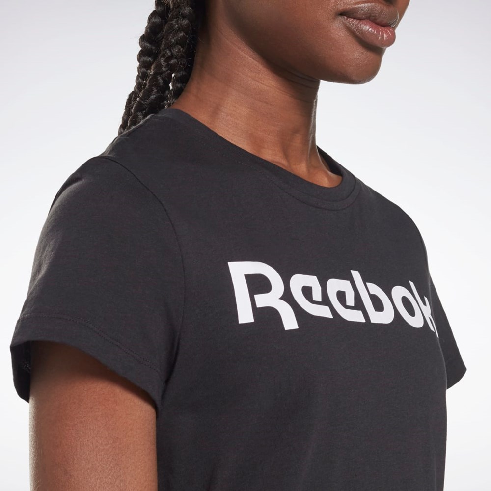 Reebok Tréninková Essentials Grafická Tee Černé Bílé | AXMUS3890