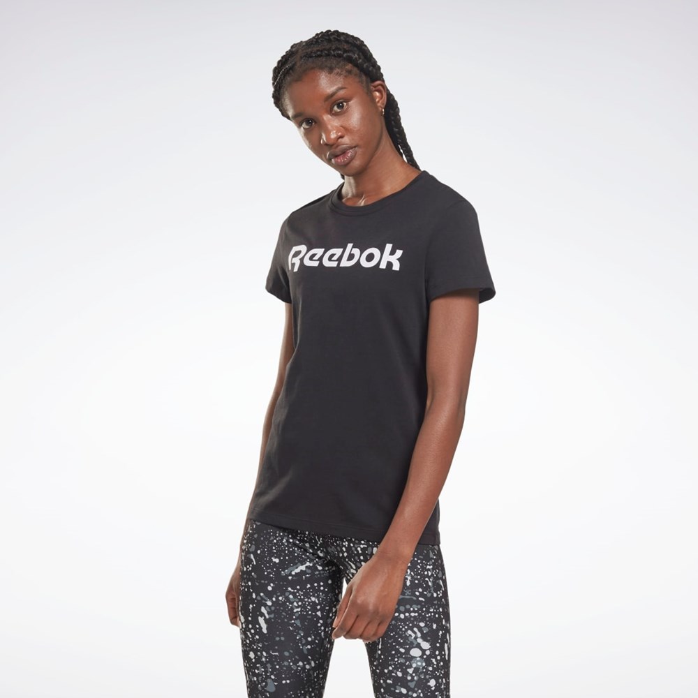 Reebok Tréninková Essentials Grafická Tee Černé Bílé | AXMUS3890