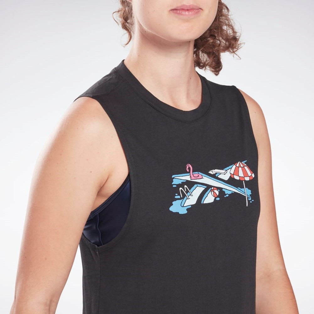 Reebok Tréninková Essentials Muscle Tank Top Černé | NPDSC1428