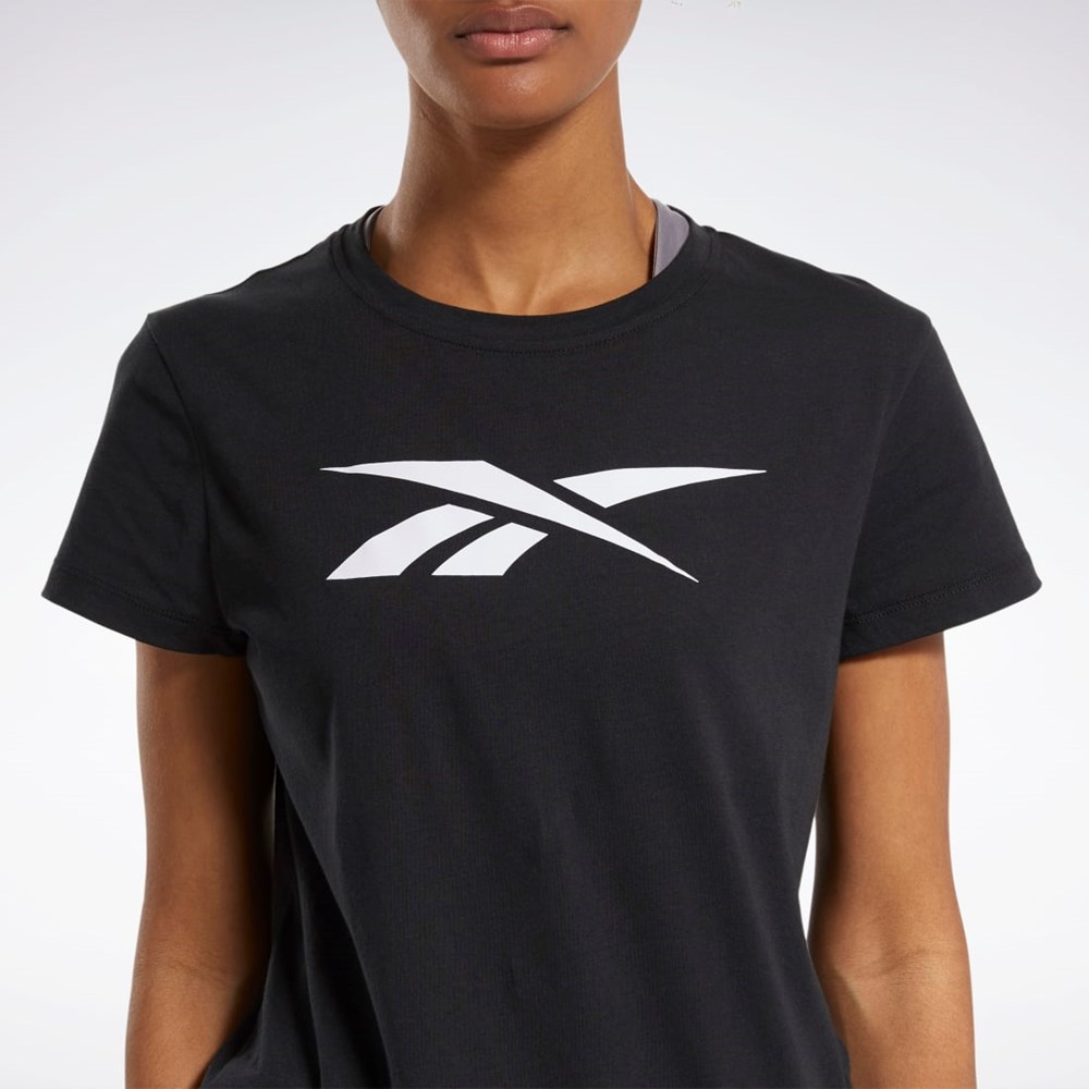 Reebok Tréninková Essentials Vector Grafická Tee Černé | AOWTY6791