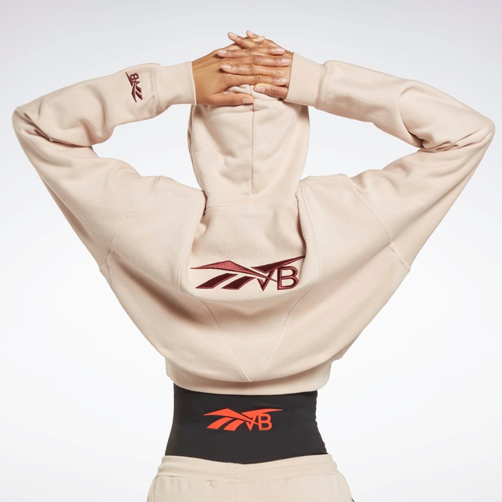 Reebok Victoria Beckham Crop Logo Hoodie Soft Ecru | EGOBJ8142