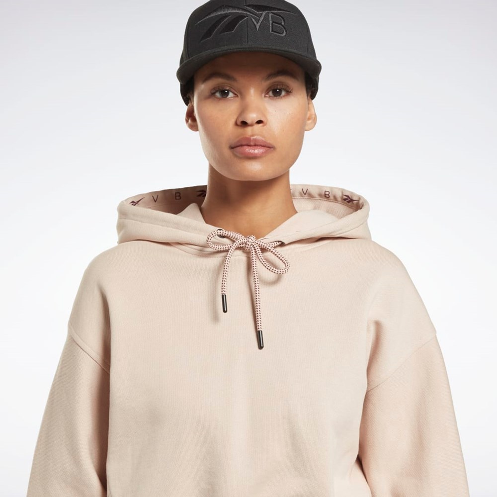 Reebok Victoria Beckham Crop Logo Hoodie Soft Ecru | EGOBJ8142