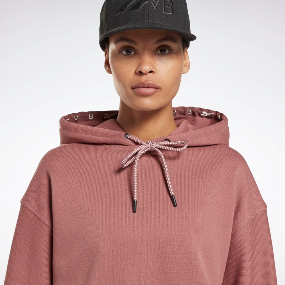 Reebok Victoria Beckham Crop Logo Hoodie Parched Earth | KLYHM0937