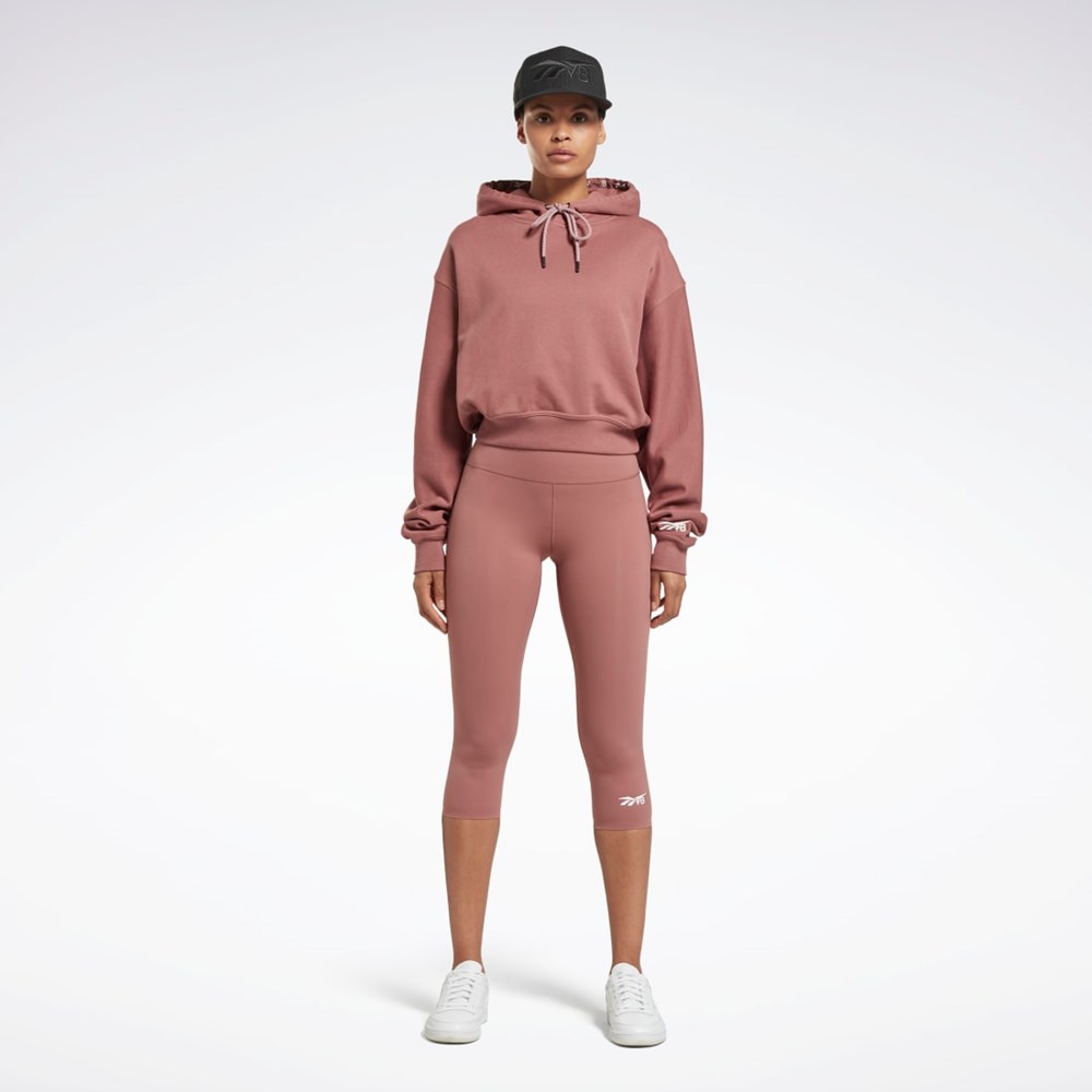 Reebok Victoria Beckham Crop Logo Hoodie Parched Earth | KLYHM0937