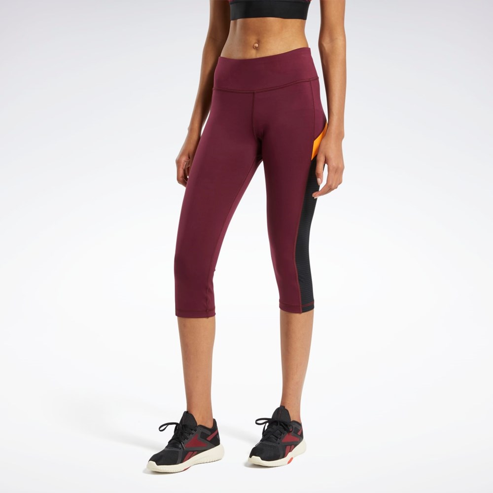 Reebok Workout Ready Mesh Capri Tights Vínové | YWGTF9634