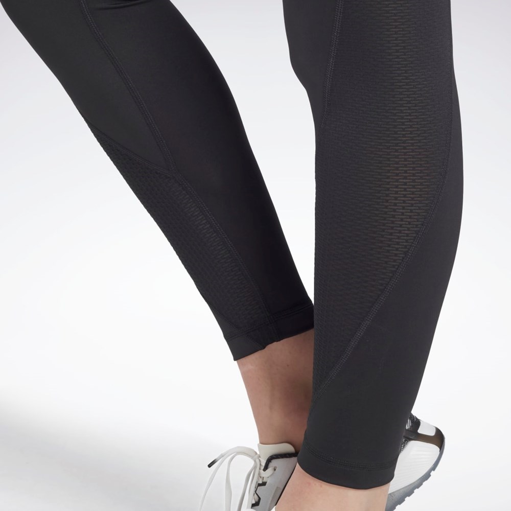 Reebok Workout Ready Mesh Leggings Černé | JHTQZ7058