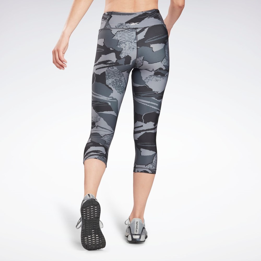 Reebok Workout Ready Printed Capri Černé | UYLRP5920