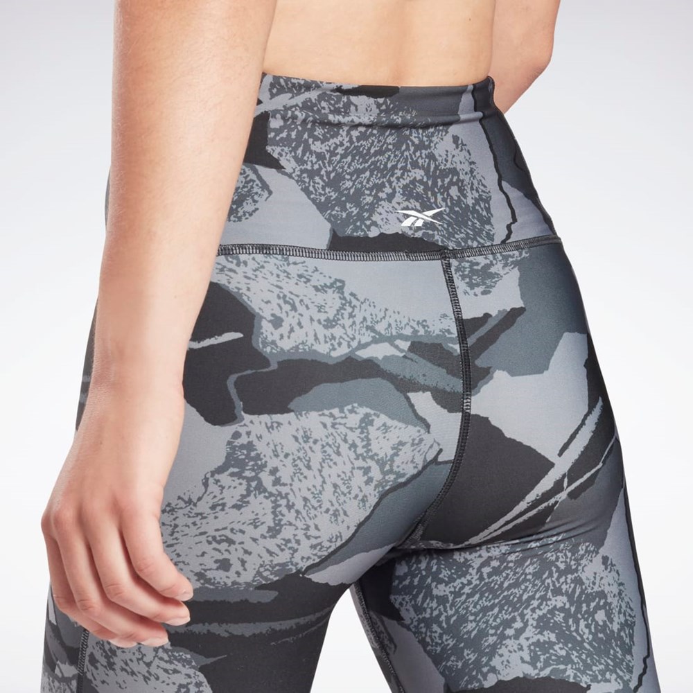 Reebok Workout Ready Printed Leggings Černé | VATUW6197