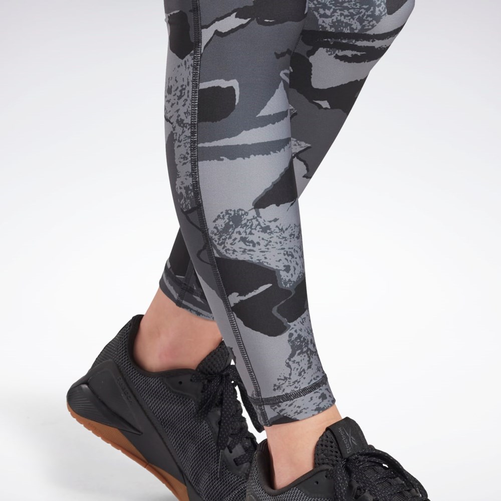 Reebok Workout Ready Printed Leggings Černé | VATUW6197