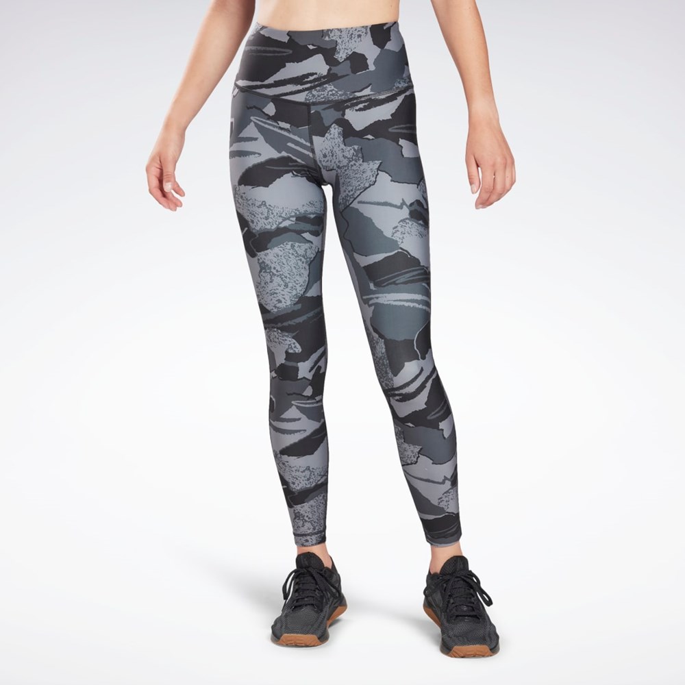 Reebok Workout Ready Printed Leggings Černé | VATUW6197