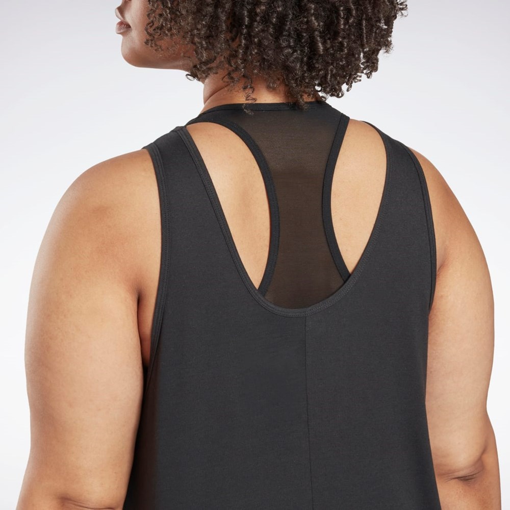 Reebok Workout Ready Supremium Grafická Tank Top (Plus Size) Černé | MTOBD4052