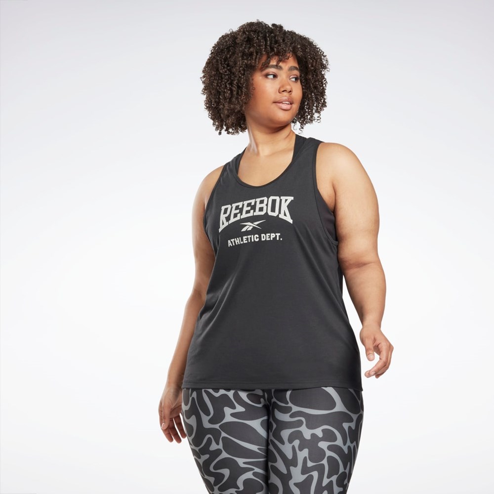 Reebok Workout Ready Supremium Grafická Tank Top (Plus Size) Černé | MTOBD4052