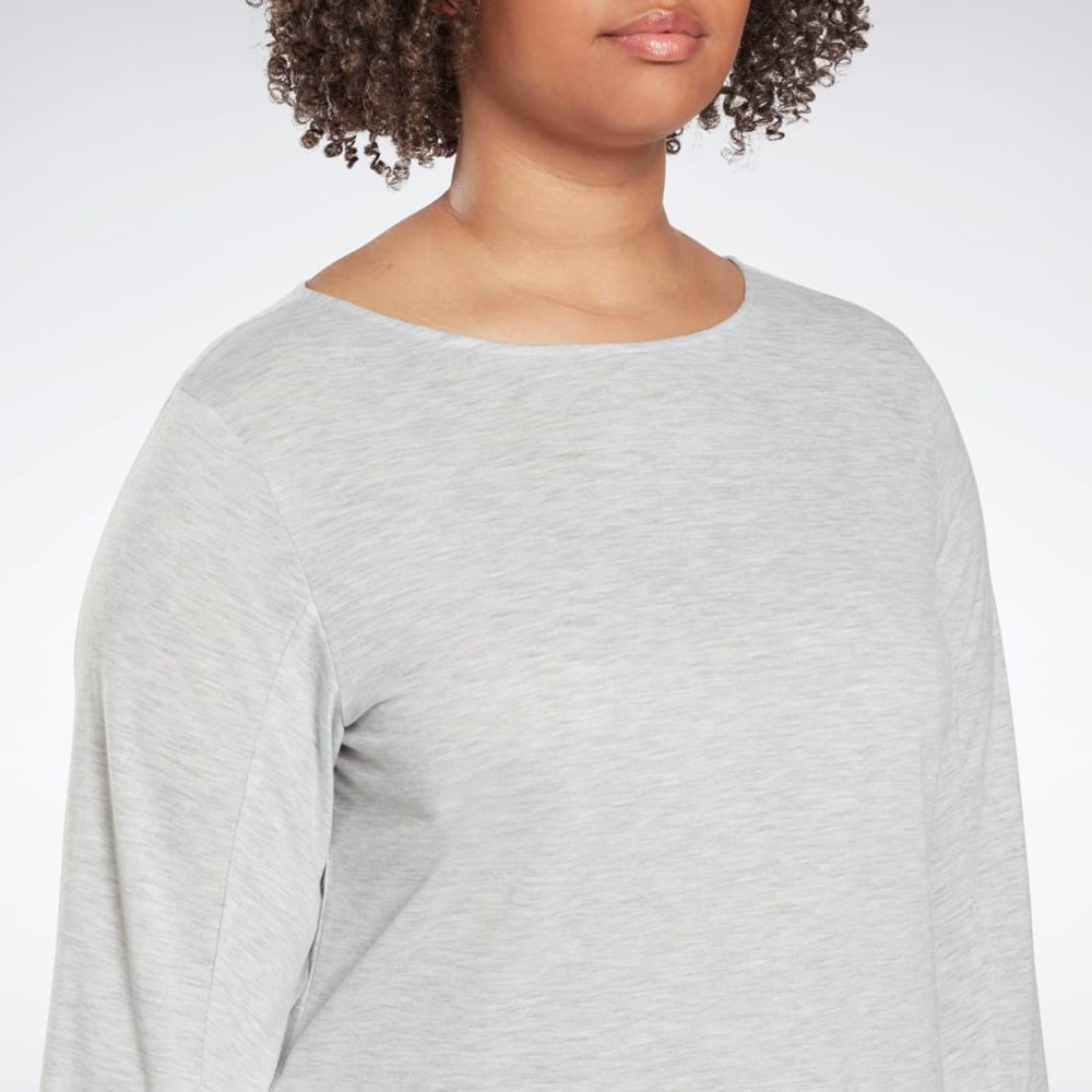 Reebok Workout Ready Supremium Long Sleeve T-Shirt (Plus Size) Světle Šedé | HQMBK4602