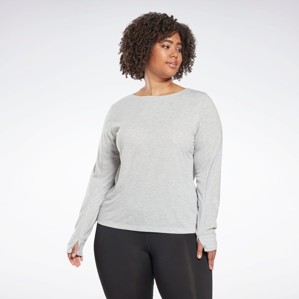 Reebok Workout Ready Supremium Long Sleeve T-Shirt (Plus Size) Světle Šedé | HQMBK4602