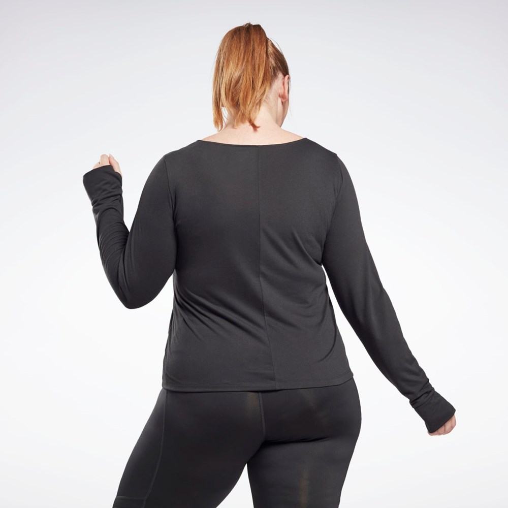 Reebok Workout Ready Supremium Long Sleeve T-Shirt (Plus Size) Černé | UBPIE2879