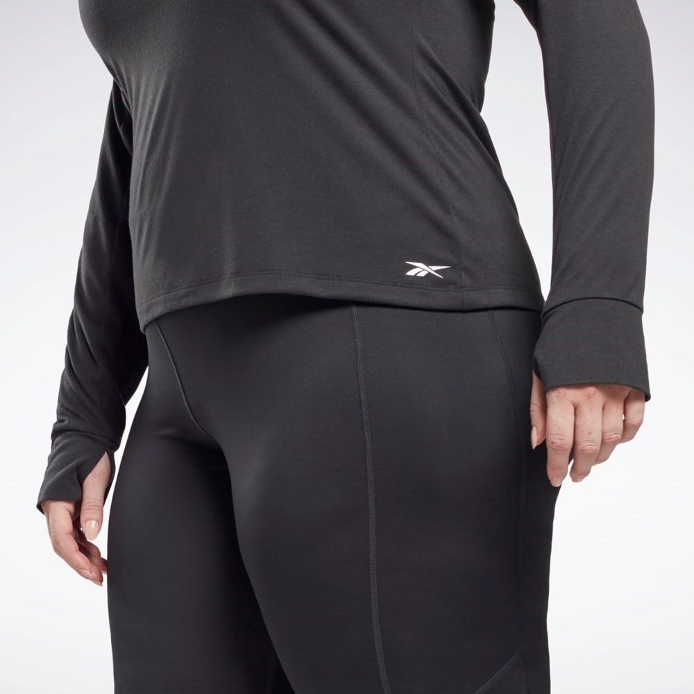 Reebok Workout Ready Supremium Long Sleeve T-Shirt (Plus Size) Černé | UBPIE2879