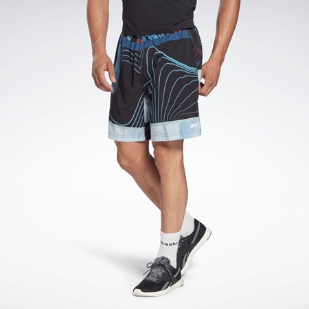 Reebok Austin Allover Print Shorts Černé | DGJMX4605