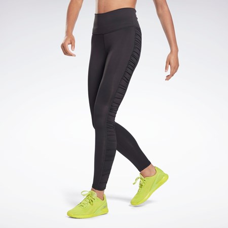 Reebok Bold High-Waisted Ruched Tights Černé | VMSDK4689