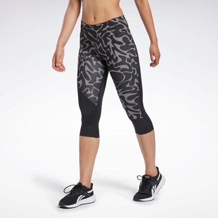 Reebok Běžecké Printed Capri Tights Černé | JKTBA7951