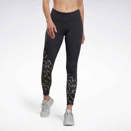 Reebok Běžecké Printed Leggings Černé | DOKJY3647