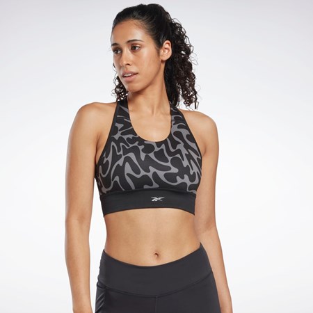 Reebok Běžecké Printed Sports Bra Černé | JRPIY5984