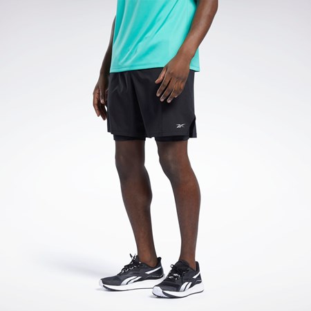 Reebok Běžecké Two-in-One Shorts Černé | XJYPO5703