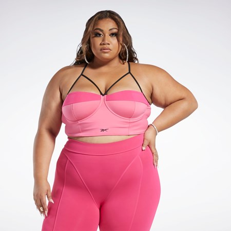 Reebok Cardi B Bralette (Plus Size) Růžové Růžové | WXVEM8356