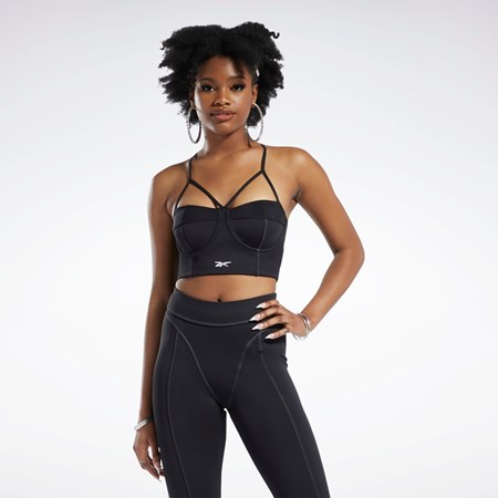 Reebok Cardi B Bralette Černé Bílé | ZJBED2871