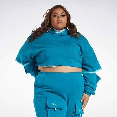 Reebok Cardi B Knit Hoodie (Plus Size) Seaport Teal / Seaport Teal | RHKYC9851