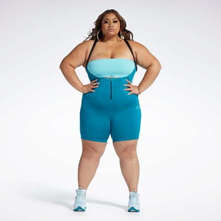 Reebok Cardi B Leotard (Plus Size) Seaport Teal | WBXQY2309