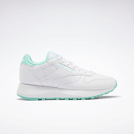 Reebok Classic Leather SP Shoes - Grade School Bílé Mátově Zelená Bílé | FQRVT7934