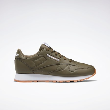 Reebok Classic Leather Shoes - Grade School Zelene Zelene Zelene | GVAYE8063