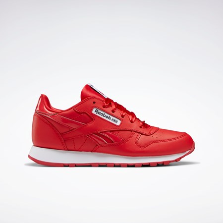 Reebok Classic Leather Shoes - Grade School Červené Červené Bílé | ZEJPU8479