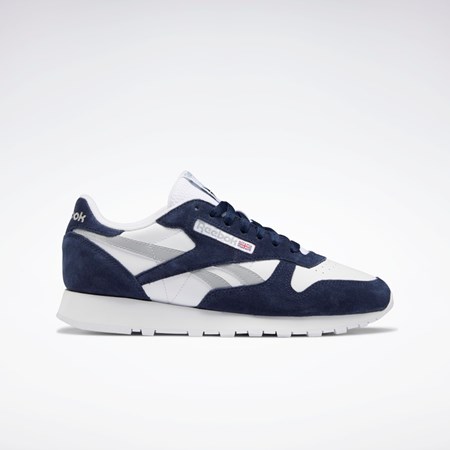 Reebok Classic Leather Shoes Tmavě Blankyt Bílé Šedé | KEVDB6785