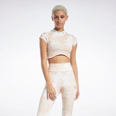 Reebok Classics Cloud Splatter-Print Krátké Sleeve Cropped T-Shirt Stucco | OKDSW6093