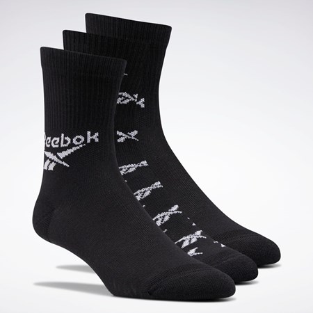 Reebok Classics Fold-Over Crew Socks 3 Pairs Černé | KMFCY8650